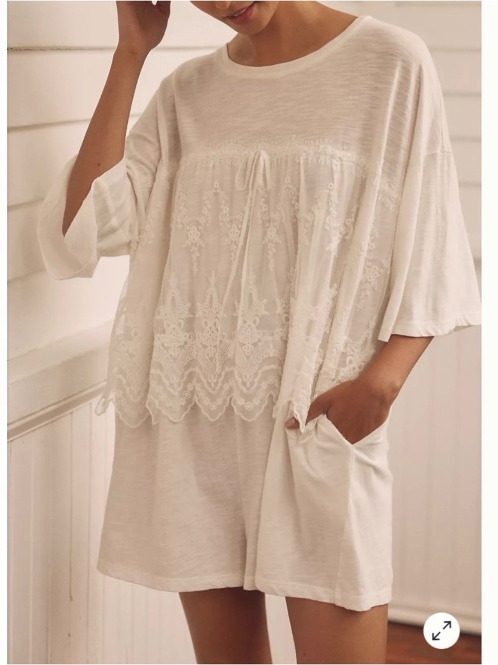 LyreBird Cotton Lace Twofer Romper Size L